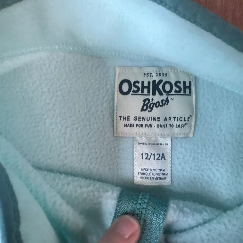 OshKosh B’gosh Kids‎ Fleece Jacket Blue Zip Up Size 12/12A